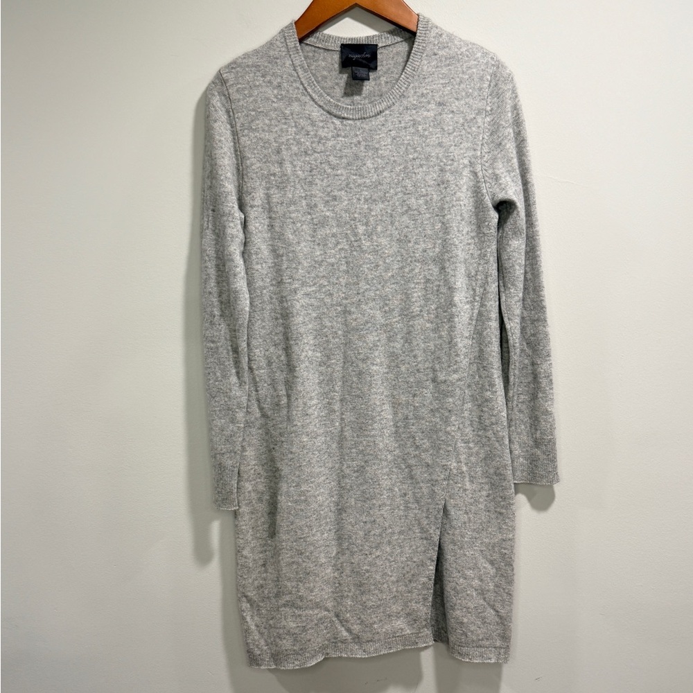 Magaschoni Women’s Light Gray Cashmere Sweater with Decorate Overlay Flap Size L